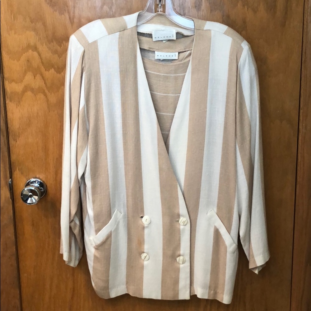 1980's Linen blend body jacket and boatneck shirt